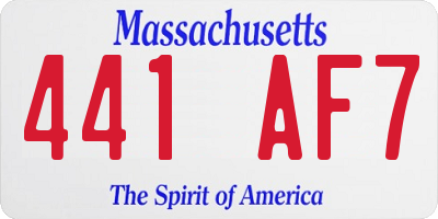 MA license plate 441AF7