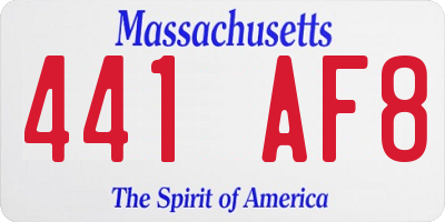 MA license plate 441AF8