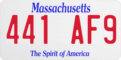 MA license plate 441AF9