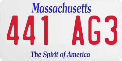 MA license plate 441AG3