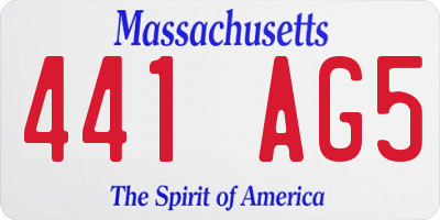 MA license plate 441AG5