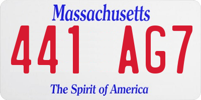 MA license plate 441AG7