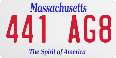 MA license plate 441AG8