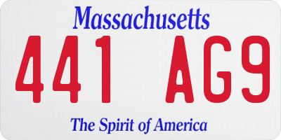 MA license plate 441AG9