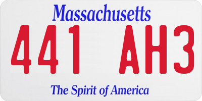 MA license plate 441AH3