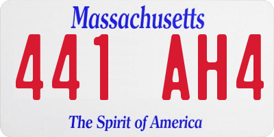 MA license plate 441AH4