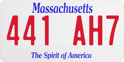 MA license plate 441AH7