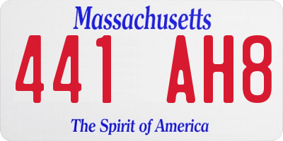 MA license plate 441AH8