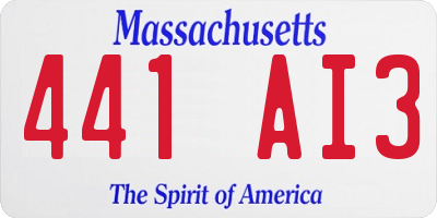 MA license plate 441AI3
