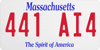 MA license plate 441AI4