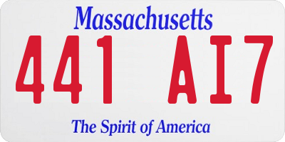 MA license plate 441AI7