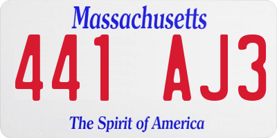 MA license plate 441AJ3