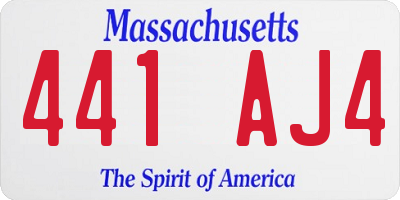 MA license plate 441AJ4