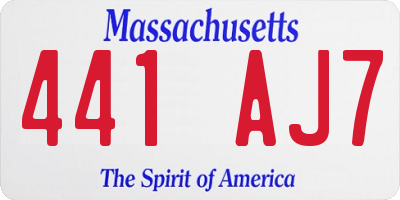 MA license plate 441AJ7