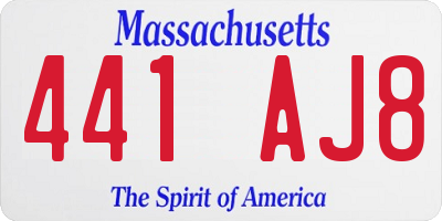 MA license plate 441AJ8