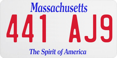 MA license plate 441AJ9