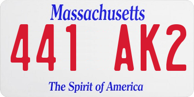 MA license plate 441AK2