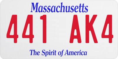 MA license plate 441AK4