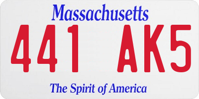 MA license plate 441AK5