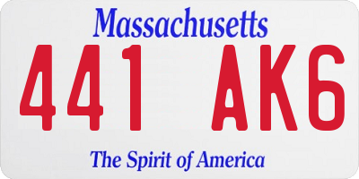 MA license plate 441AK6