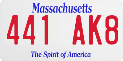 MA license plate 441AK8