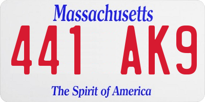MA license plate 441AK9