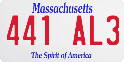 MA license plate 441AL3