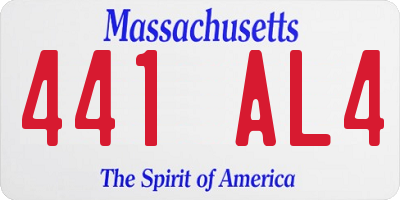 MA license plate 441AL4