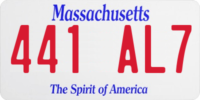 MA license plate 441AL7