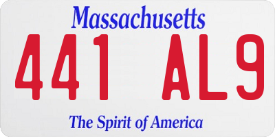 MA license plate 441AL9