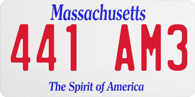 MA license plate 441AM3