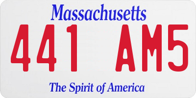 MA license plate 441AM5