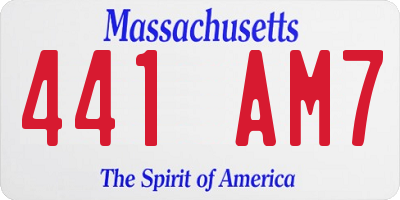 MA license plate 441AM7