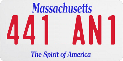 MA license plate 441AN1