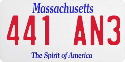 MA license plate 441AN3
