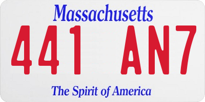 MA license plate 441AN7