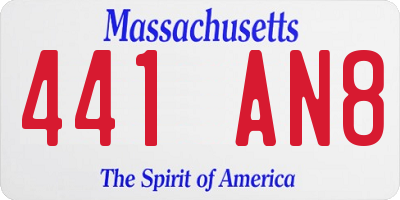 MA license plate 441AN8