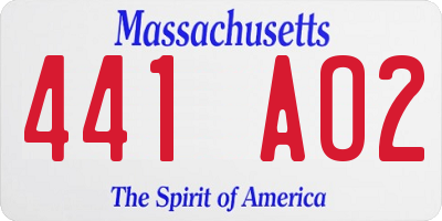 MA license plate 441AO2