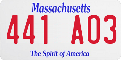 MA license plate 441AO3