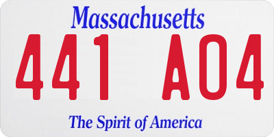 MA license plate 441AO4