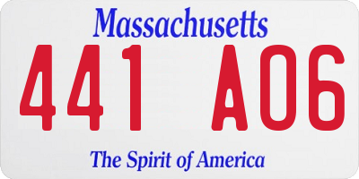 MA license plate 441AO6