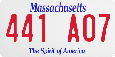 MA license plate 441AO7