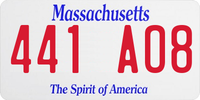 MA license plate 441AO8