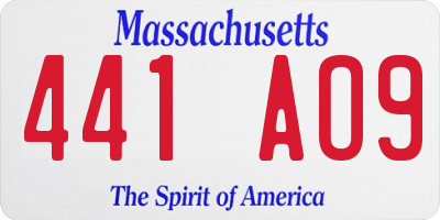 MA license plate 441AO9