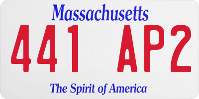 MA license plate 441AP2