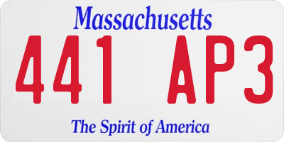 MA license plate 441AP3