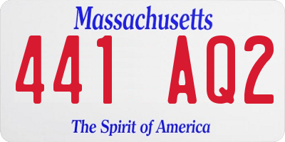 MA license plate 441AQ2