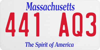 MA license plate 441AQ3