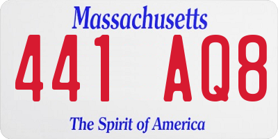 MA license plate 441AQ8