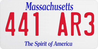 MA license plate 441AR3